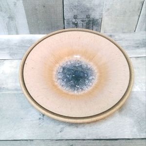 Beautiful Art Pottery Bowl with Geode Crackle Glazed Accent Signed